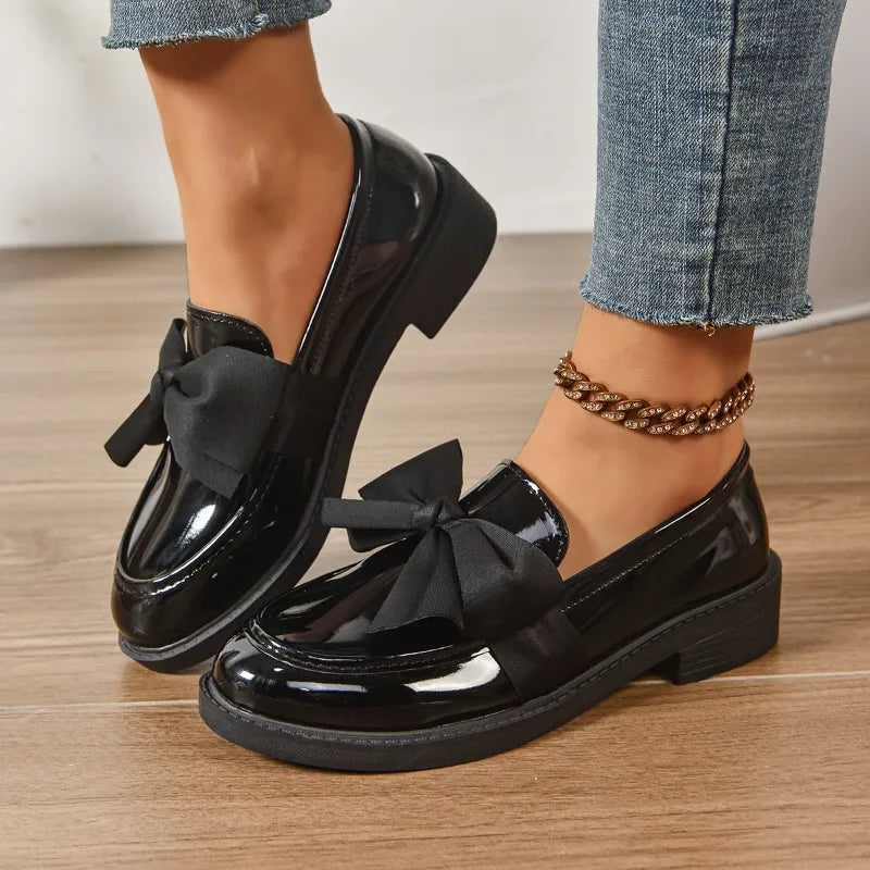 Evelyn Leather Bow Loafer