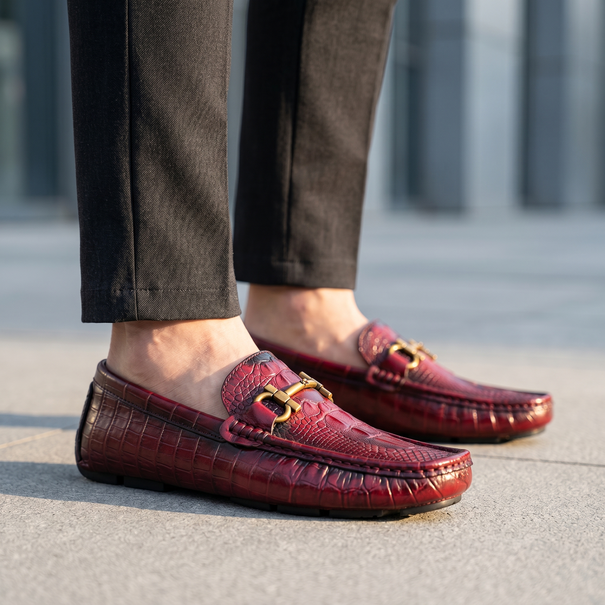 Costanzo Crocskin Leather Loafer