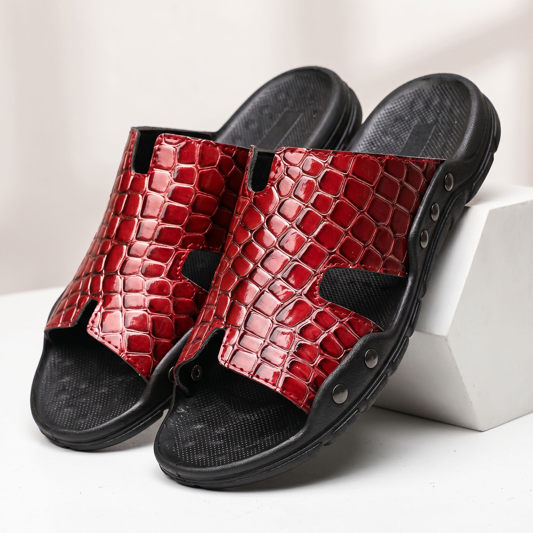 Serrano Crocskin Leather Sandal