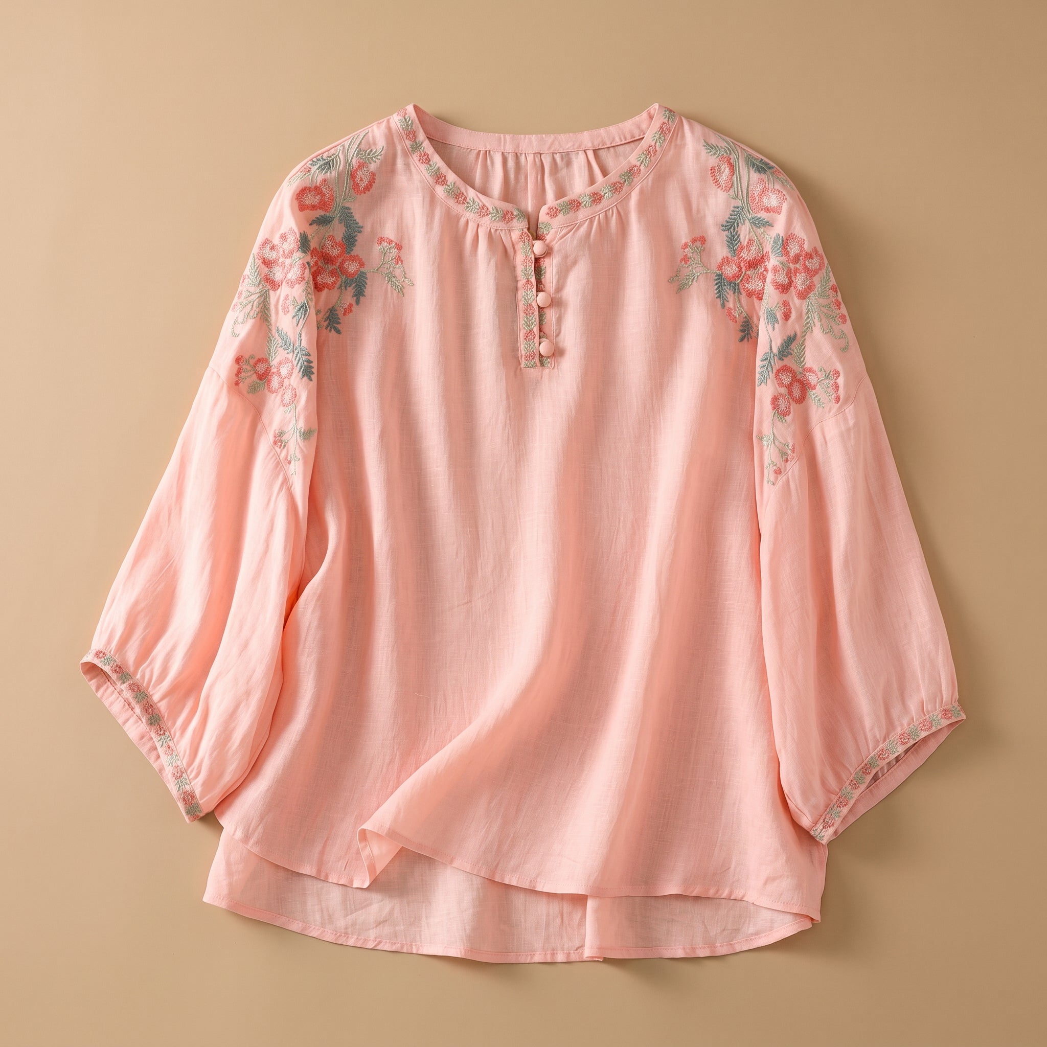 Emeline Embroidered Linen Blouse