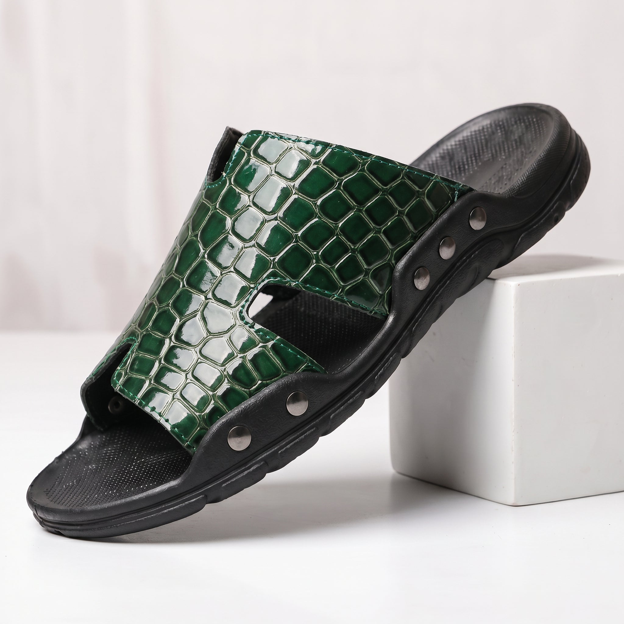 Serrano Crocskin Leather Sandal