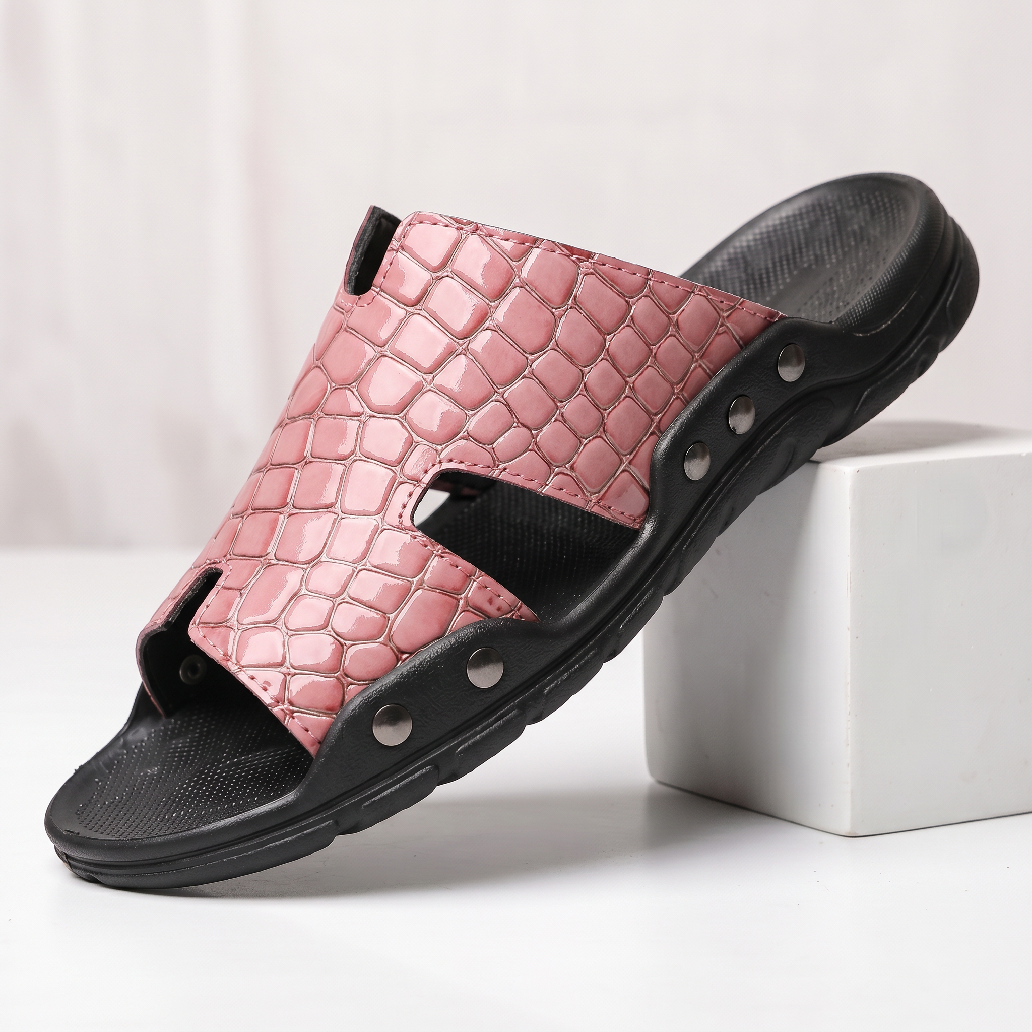 Serrano Crocskin Leather Sandal