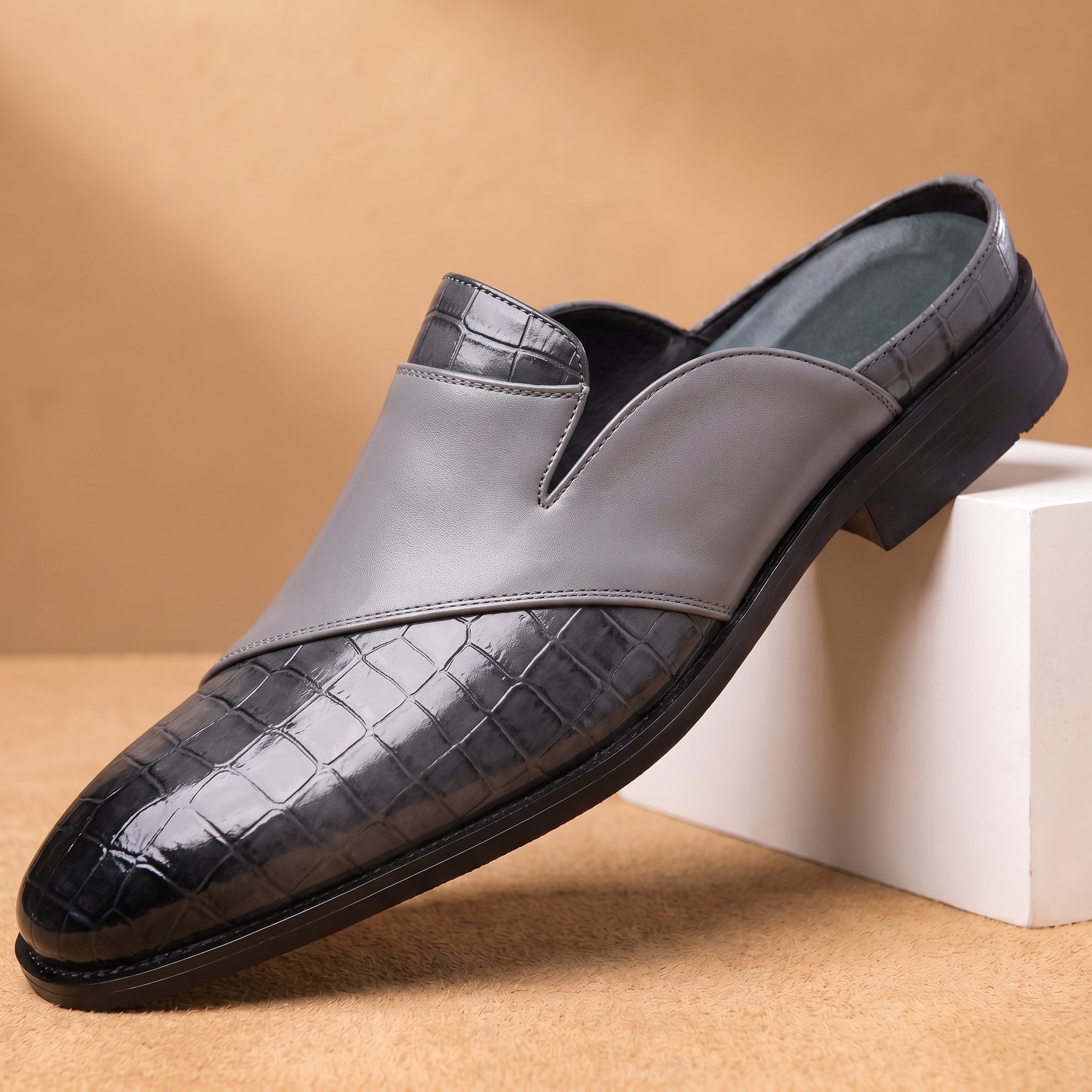 Amalfi Crocskin Leather Mule