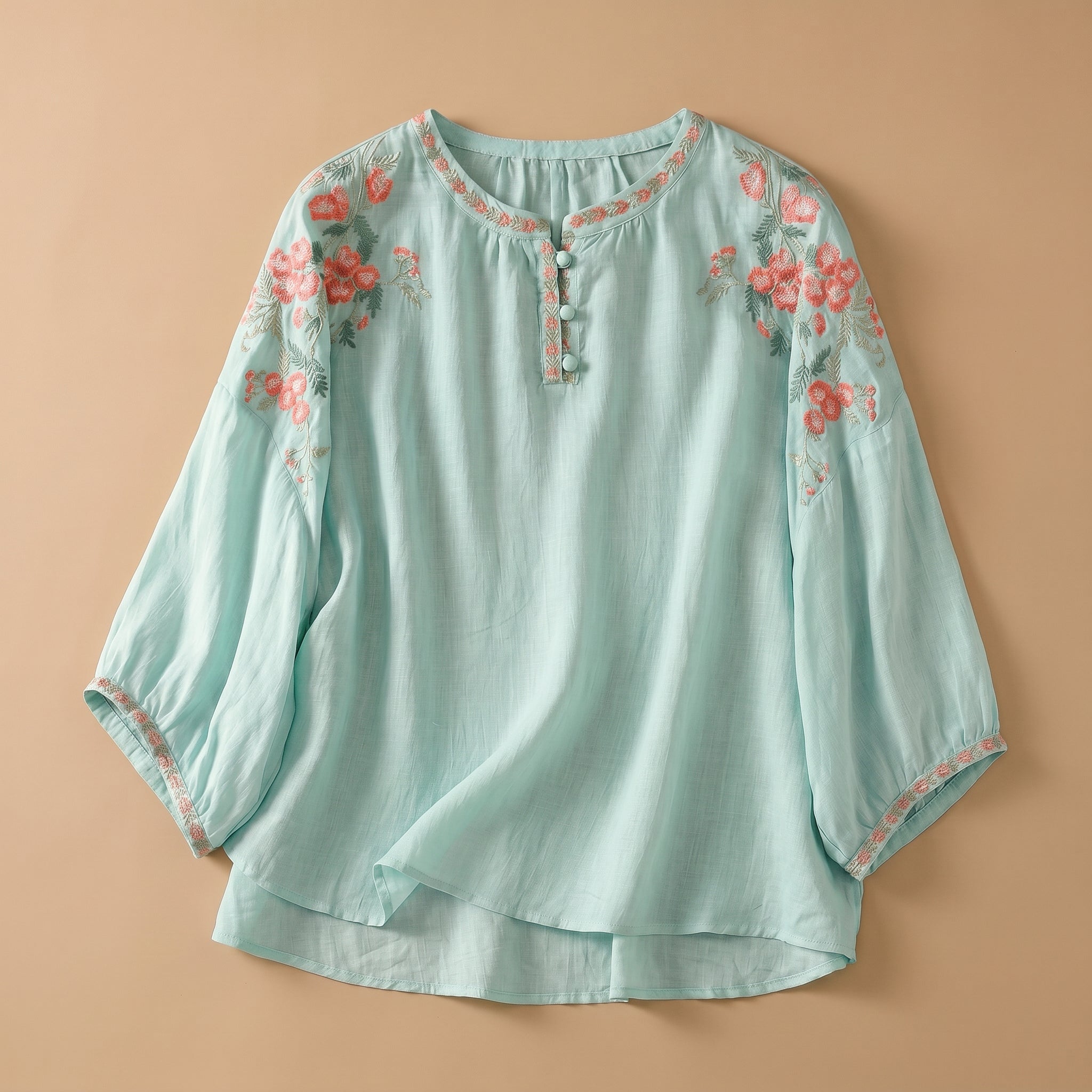 Emeline Embroidered Linen Blouse
