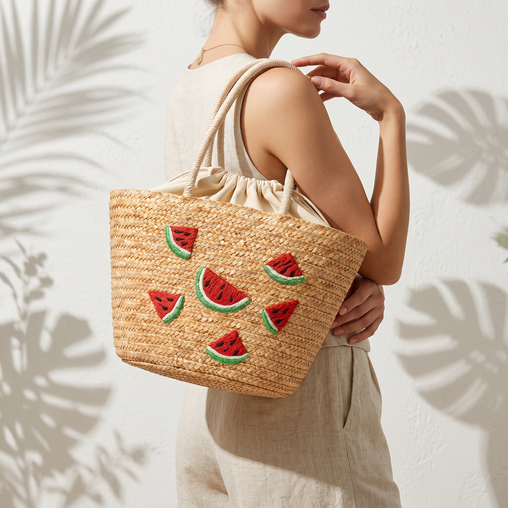 Fruitful Straw Tote Bag