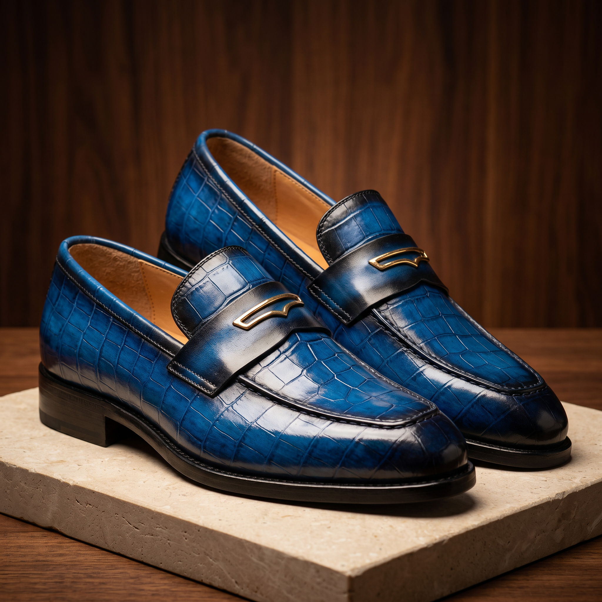 Georgio Crocskin Leather Loafer
