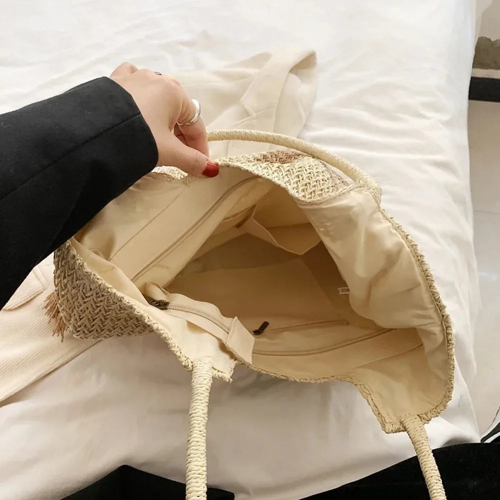 Caroline Straw Tote Bag