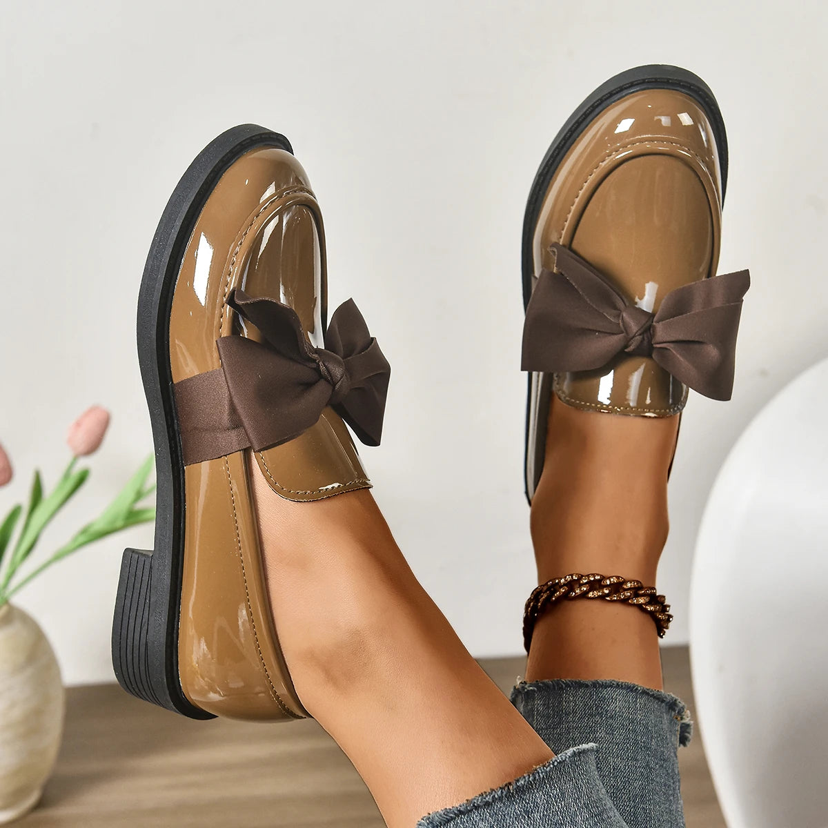 Evelyn Leather Bow Loafer