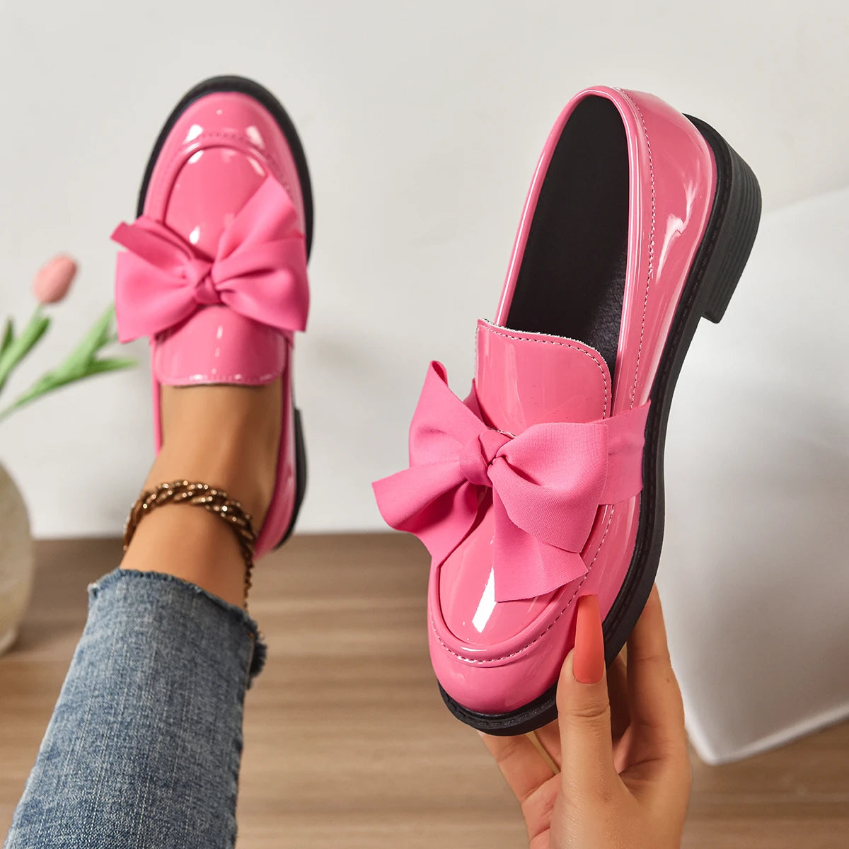 Evelyn Leather Bow Loafer