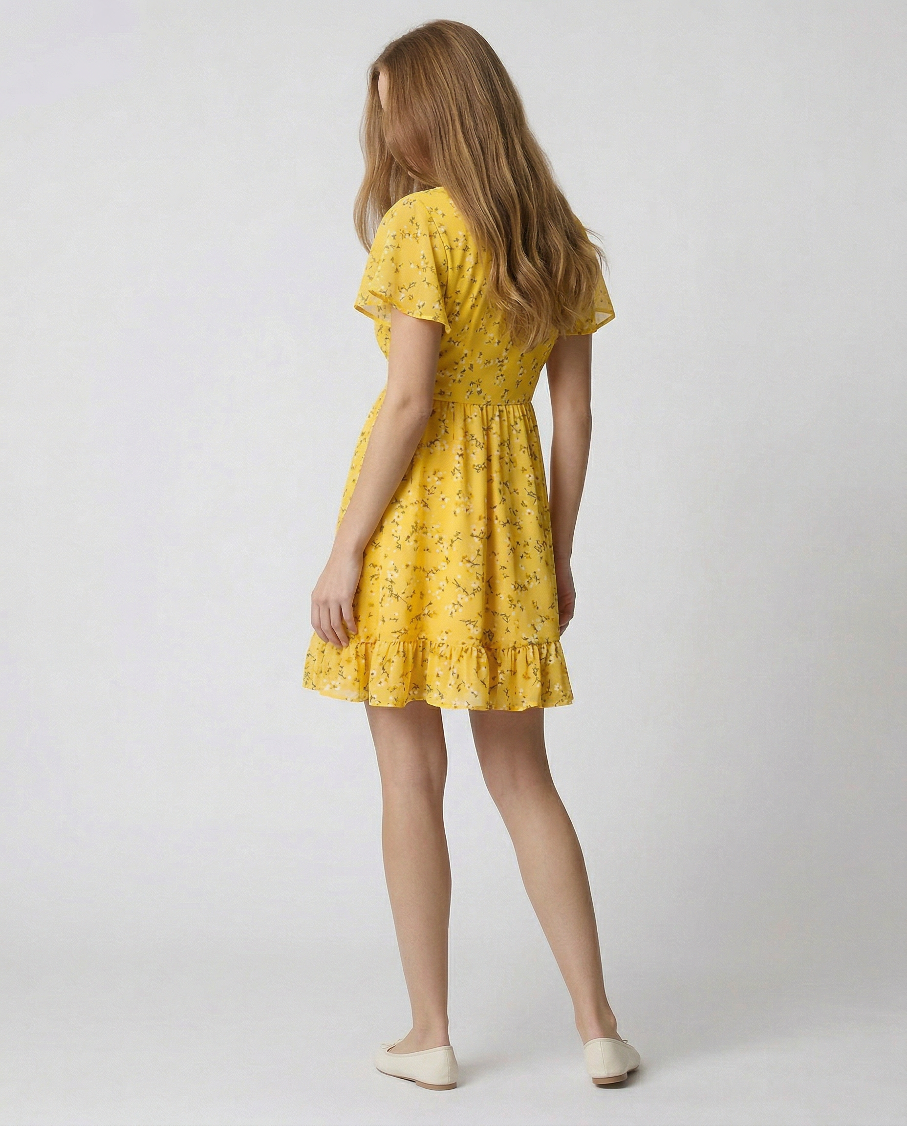Katrina Floral Flutter Sleeve Dress