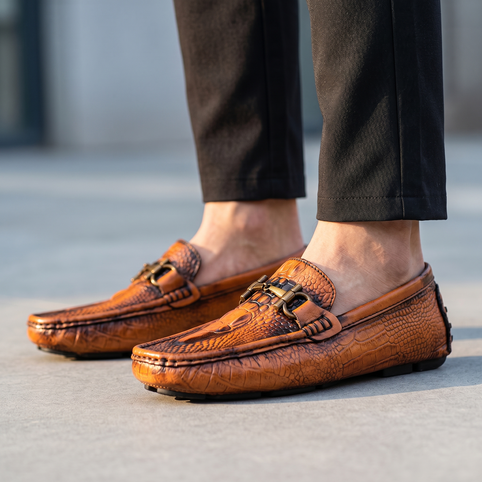Costanzo Crocskin Leather Loafer