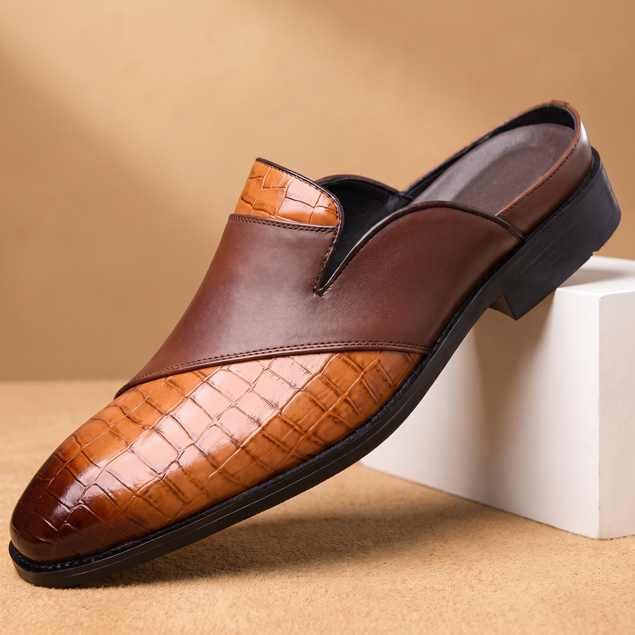 Amalfi Crocskin Leather Mule