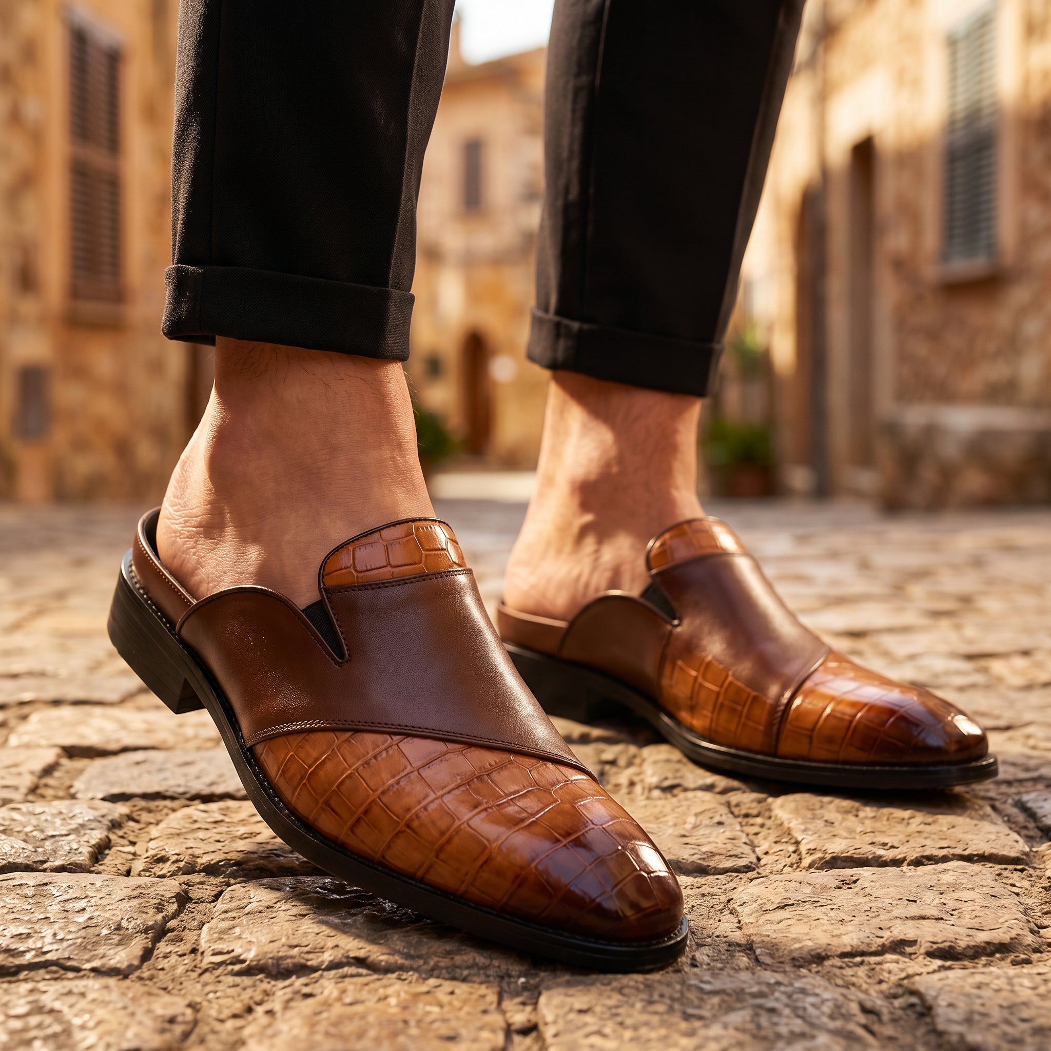 Amalfi Crocskin Leather Mule