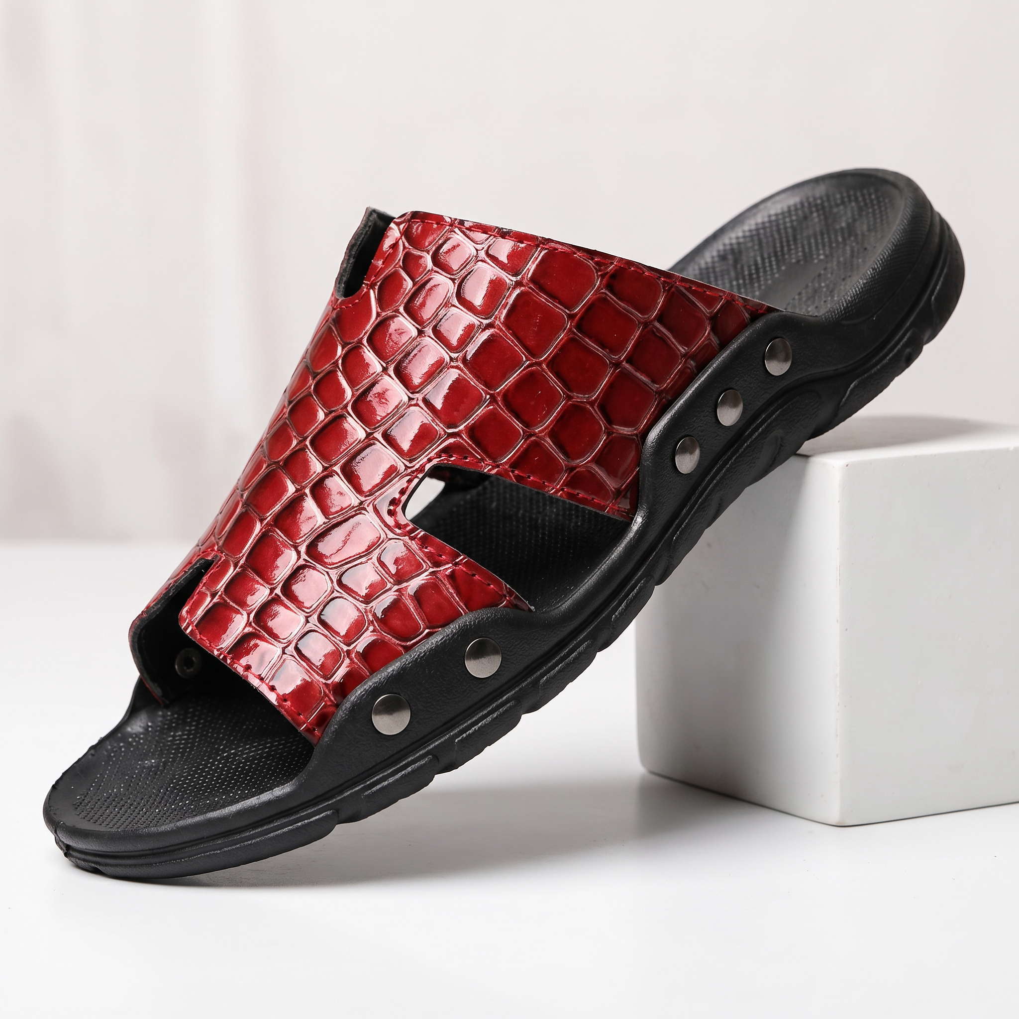 Serrano Crocskin Leather Sandal