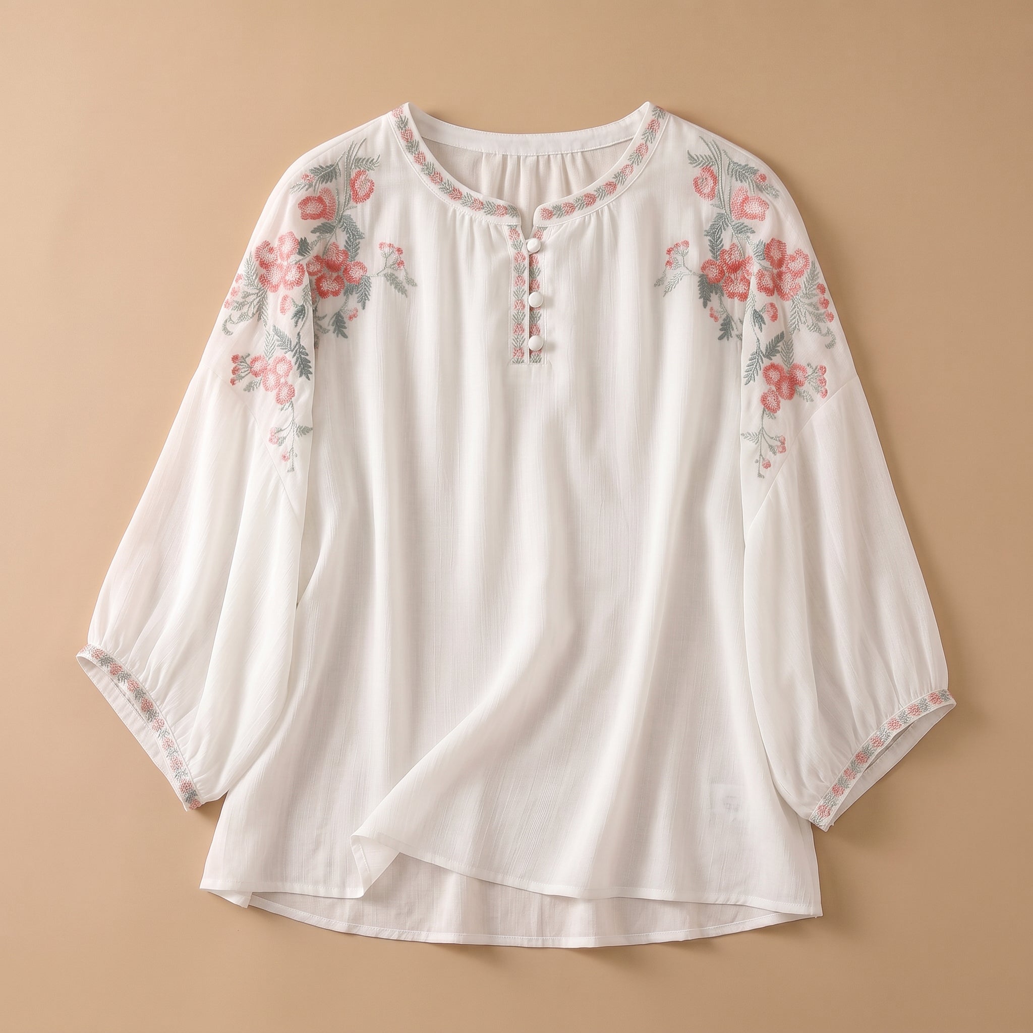 Emeline Embroidered Linen Blouse