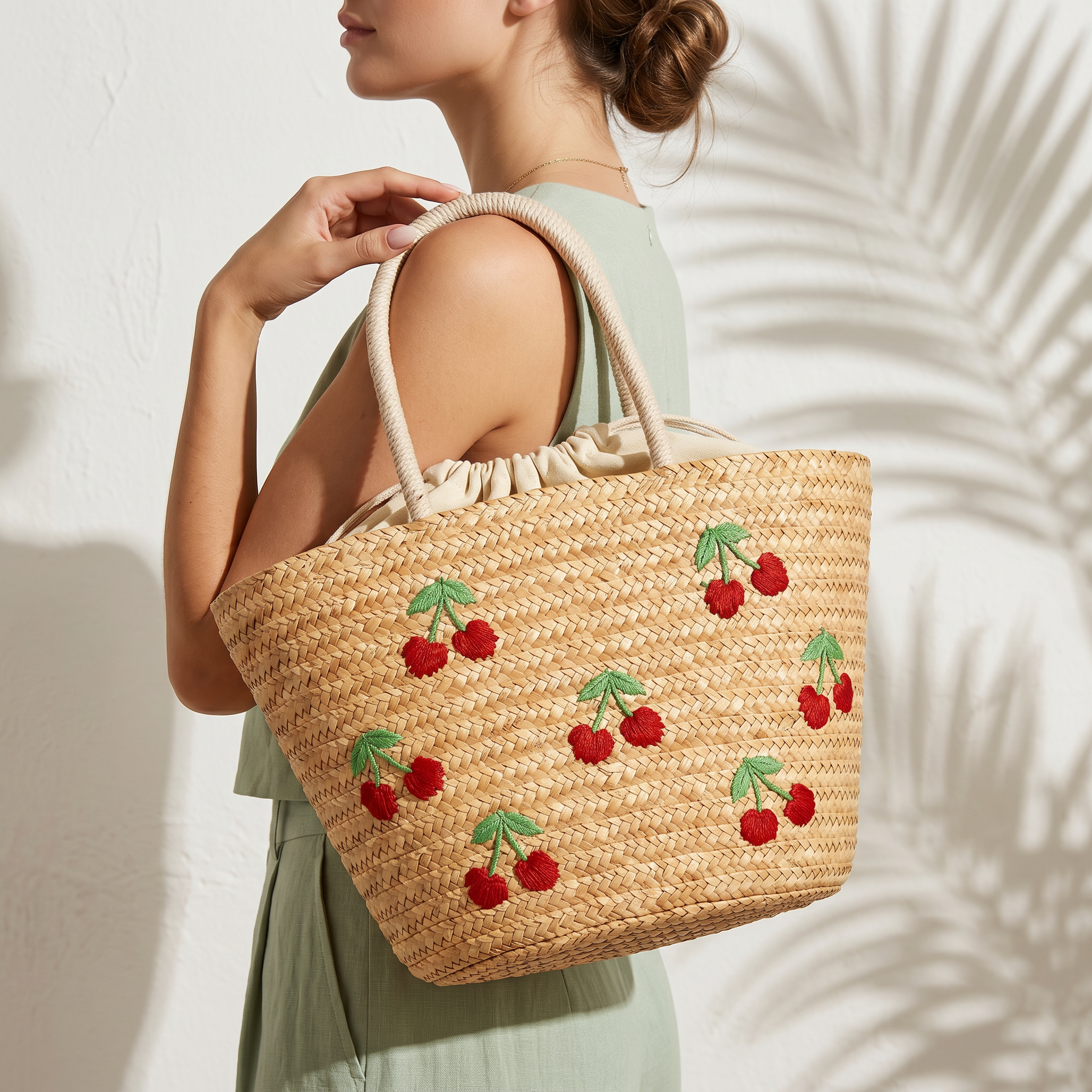Fruitful Straw Tote Bag