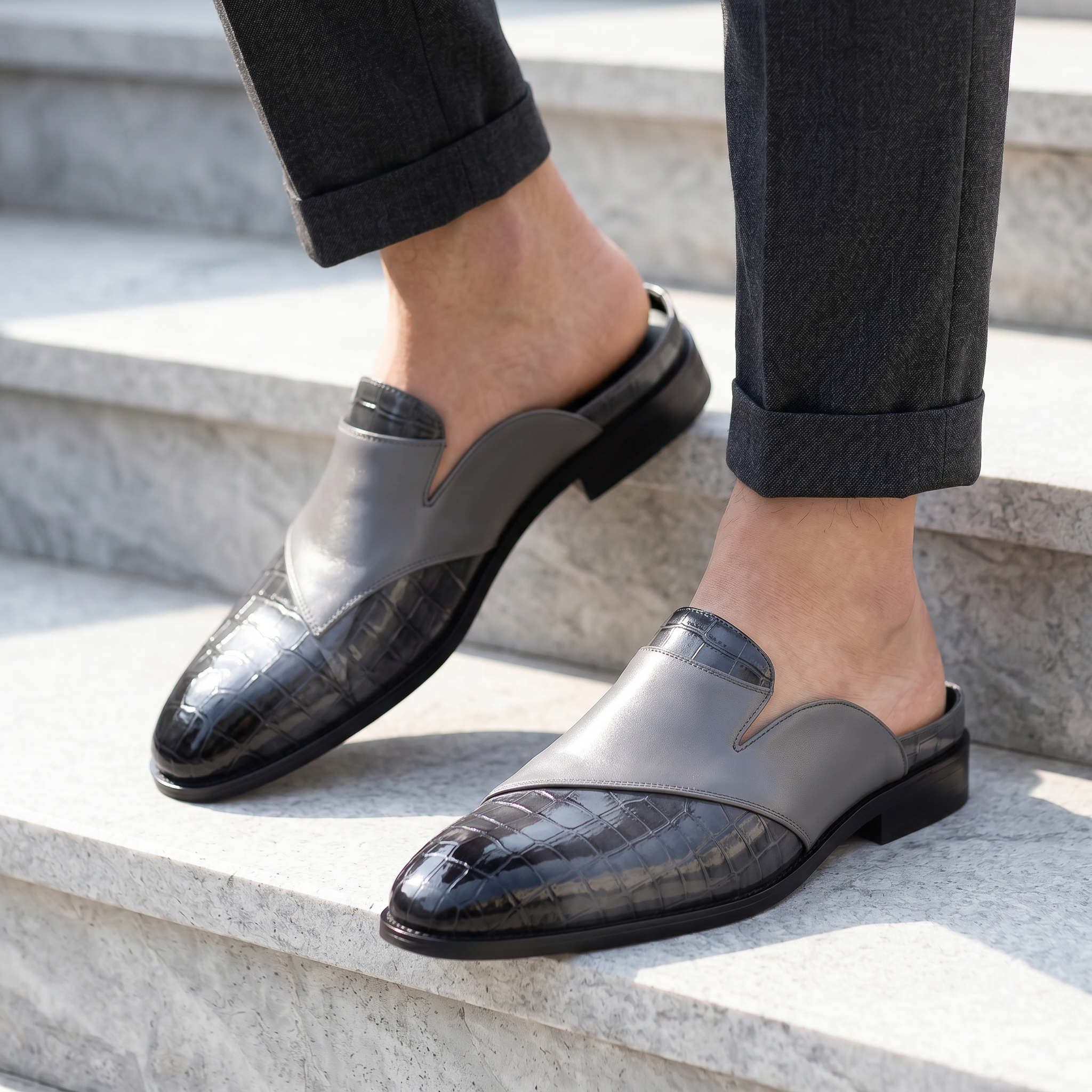 Amalfi Crocskin Leather Mule