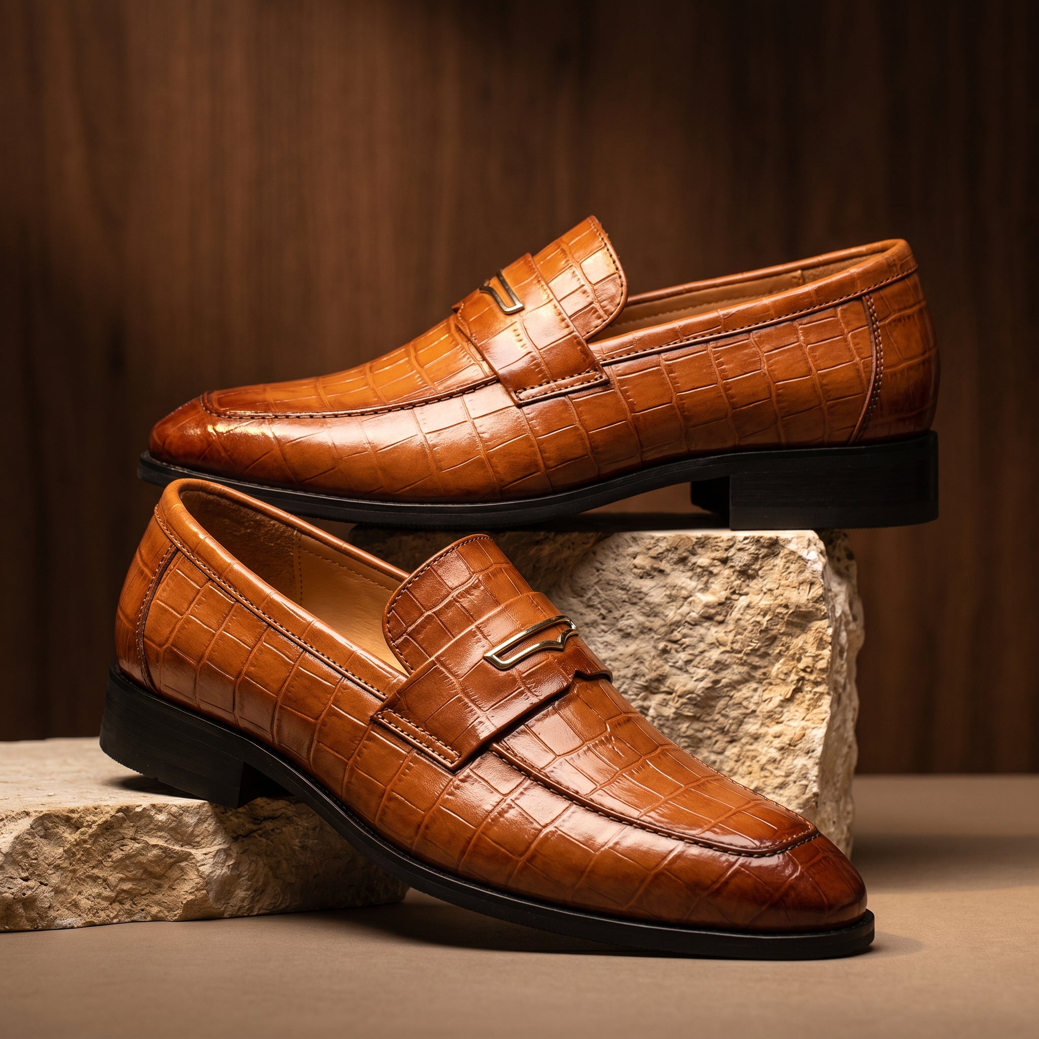 Georgio Crocskin Leather Loafer