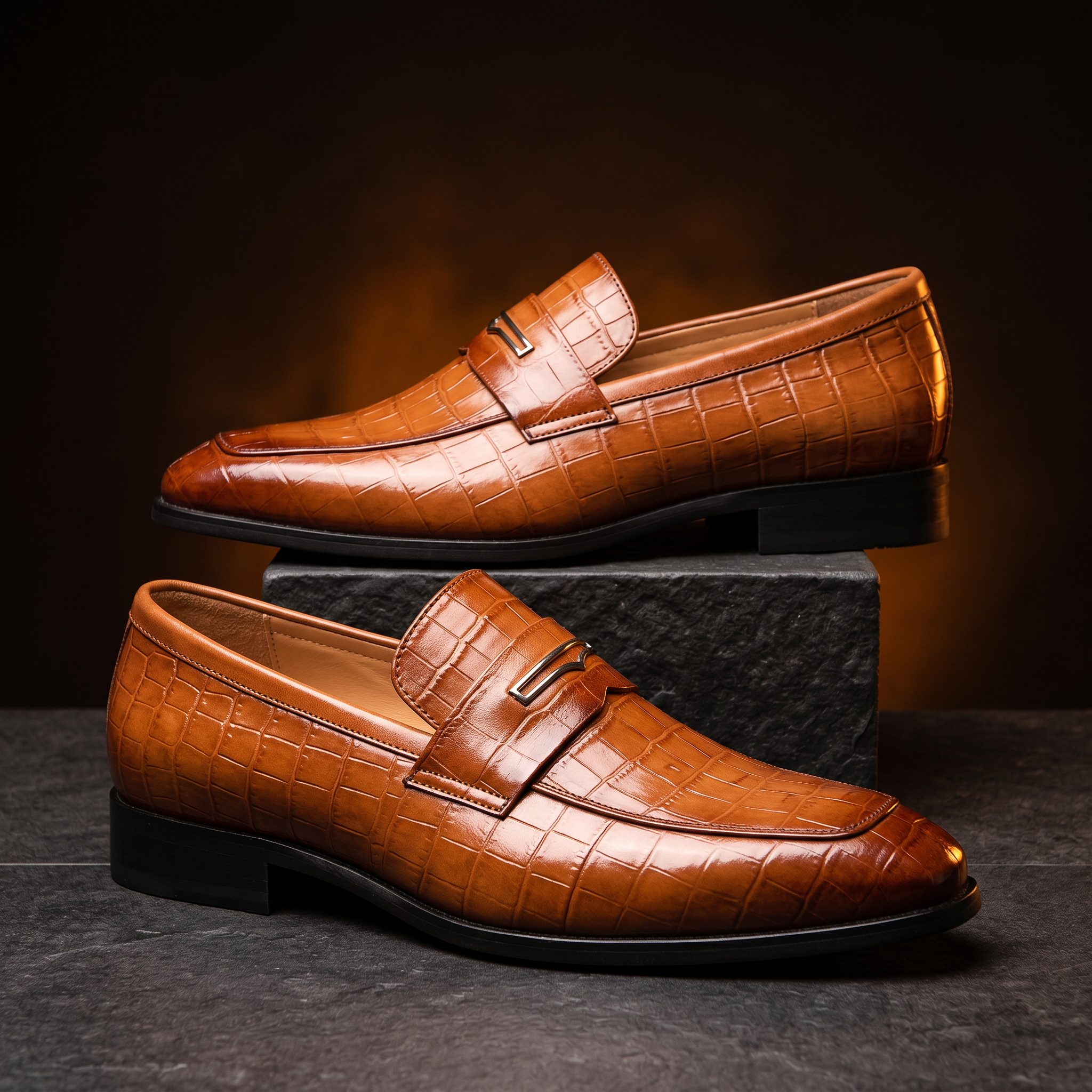 Georgio Crocskin Leather Loafer