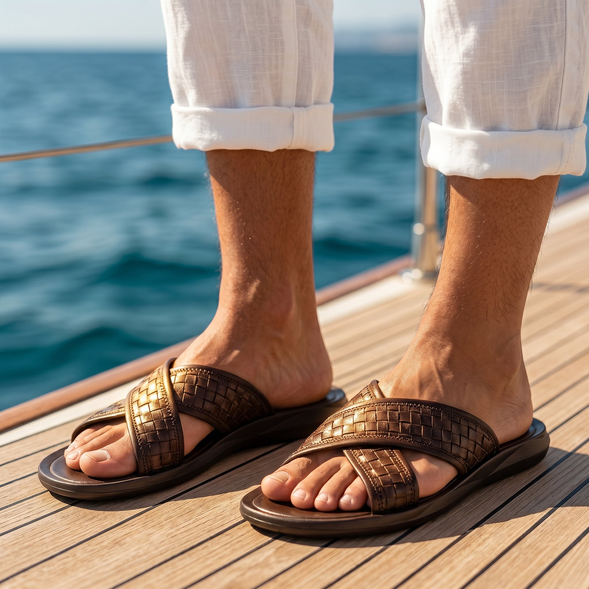 Arroyo Cross-Strap Leather Sandal